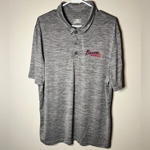 Atlanta Braves Size XL collared short sleeve shirt gray with blue logo